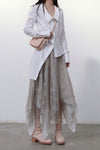 Marc le bihan long -sleeved big collar fried shirt 2611 white